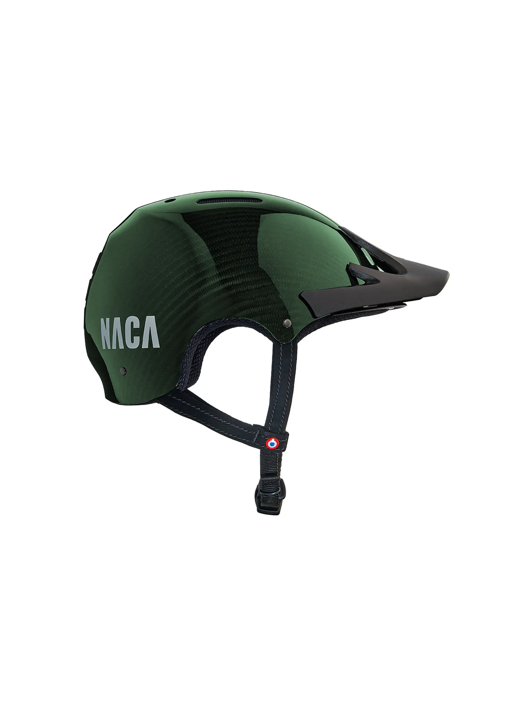 casque vélo naca carbone vert de profil avec visière