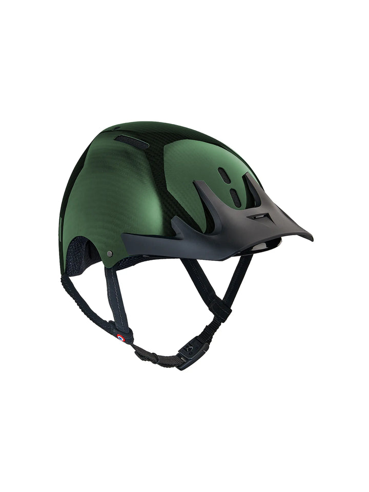 casque vélo naca carbone vert avec visière de profil