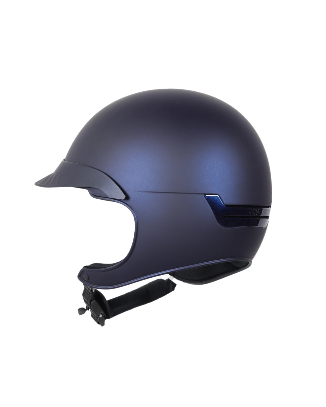 Casque d’équitation NACA COMÈTE XP bleu mat avec petite visière mate, vue arrière