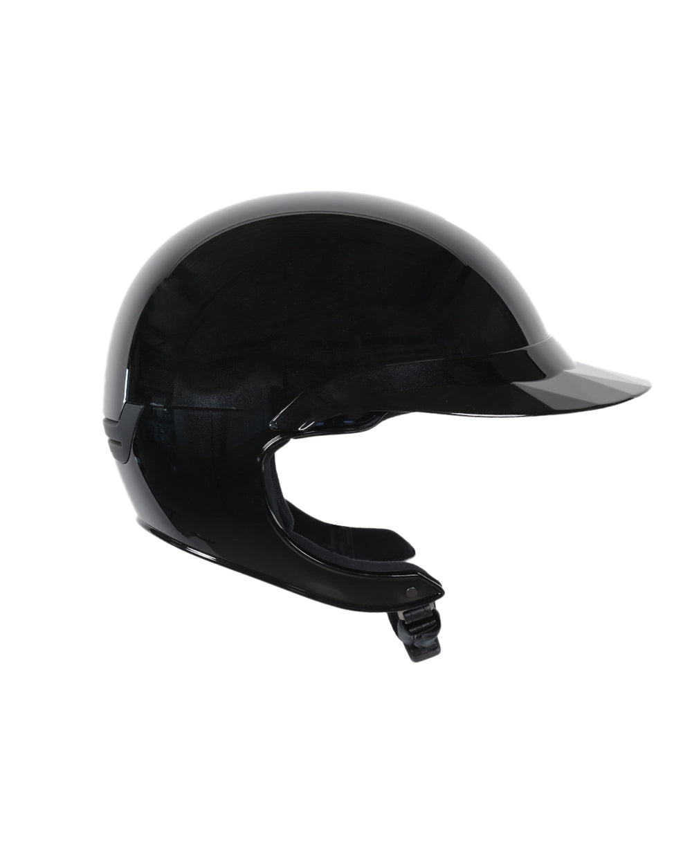 asque d’équitation NACA COMÈTE XP noir brillant avec visière large Glow, vue de côté