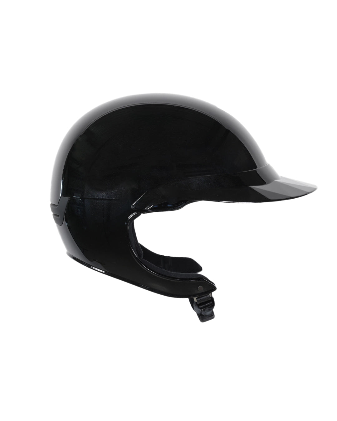 asque d’équitation NACA COMÈTE XP noir brillant avec visière large Glow, vue de côté