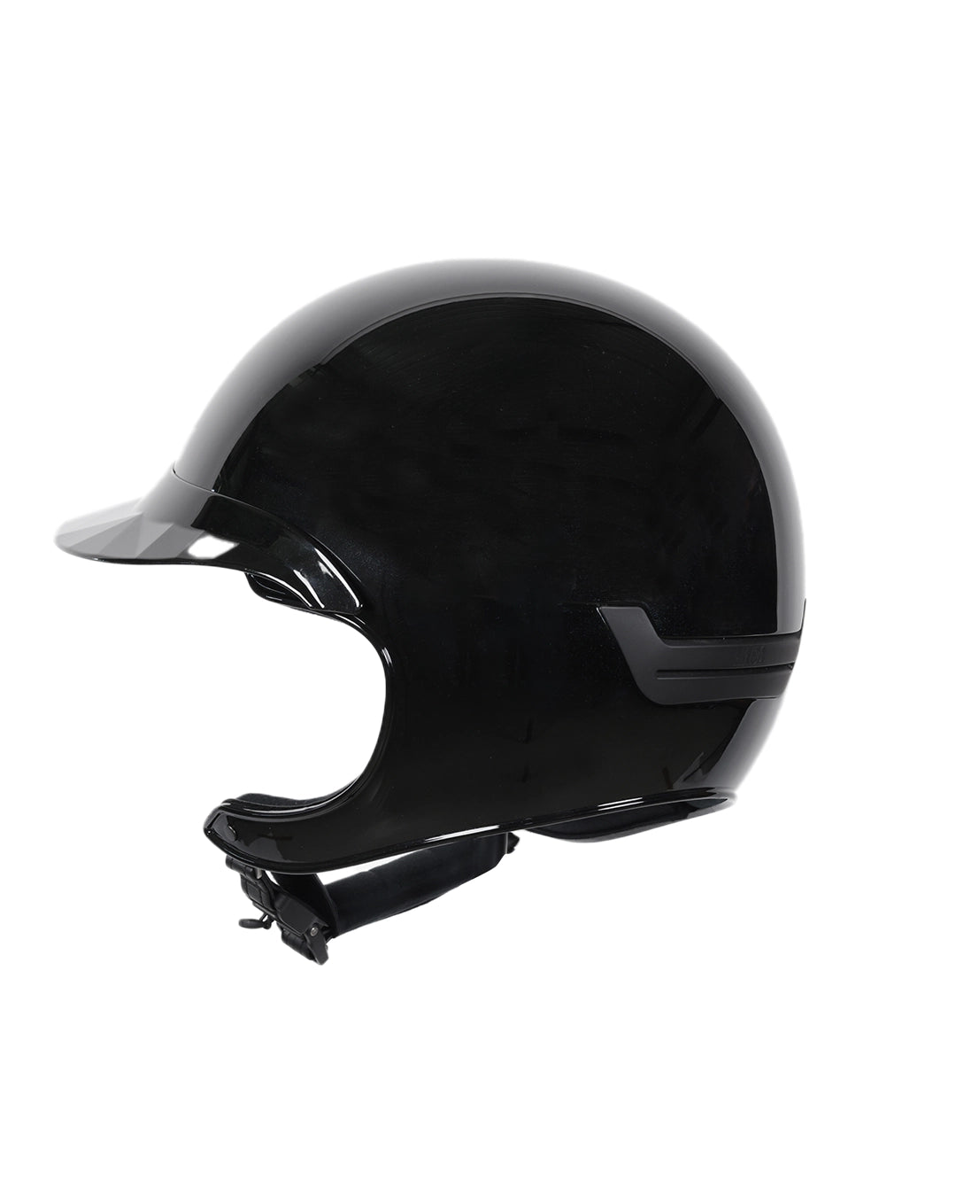 Casque d’équitation NACA COMÈTE XP noir finition brillante avec visière large Glow, vue arrière