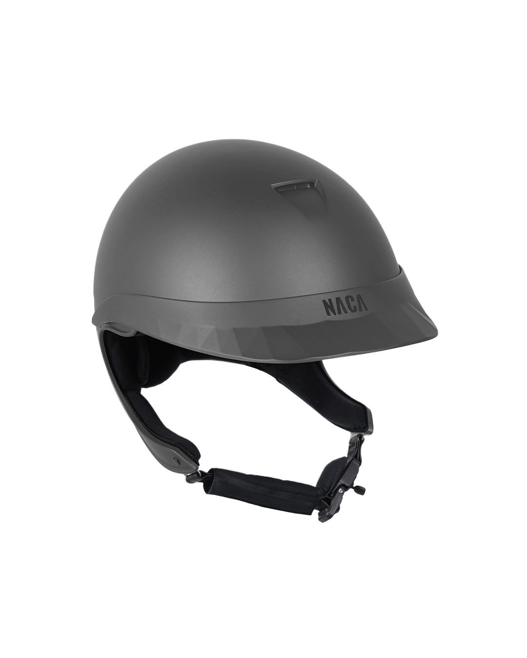 Casque d’équitation NACA COMÈTE XP finition gris mat avec jugulaire intégrée et petite visière