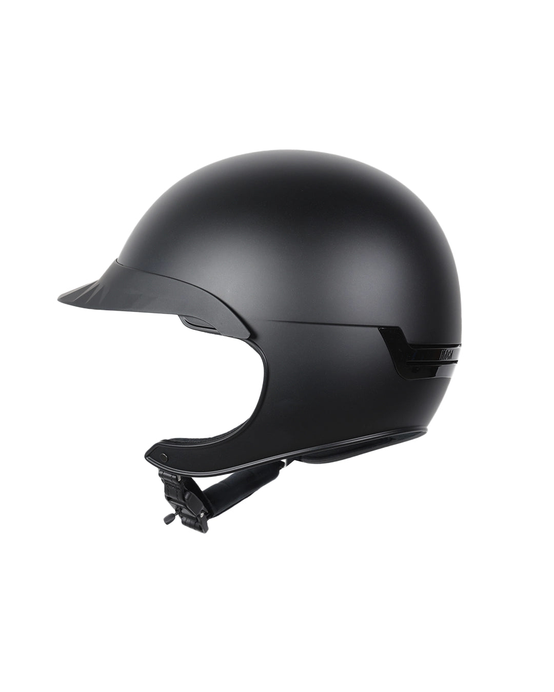 Casque d’équitation NACA COMÈTE XP noir mat avec petite visière mate, vue arrière