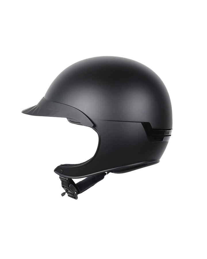 Casque d’équitation NACA COMÈTE XP noir mat avec petite visière mate, vue arrière