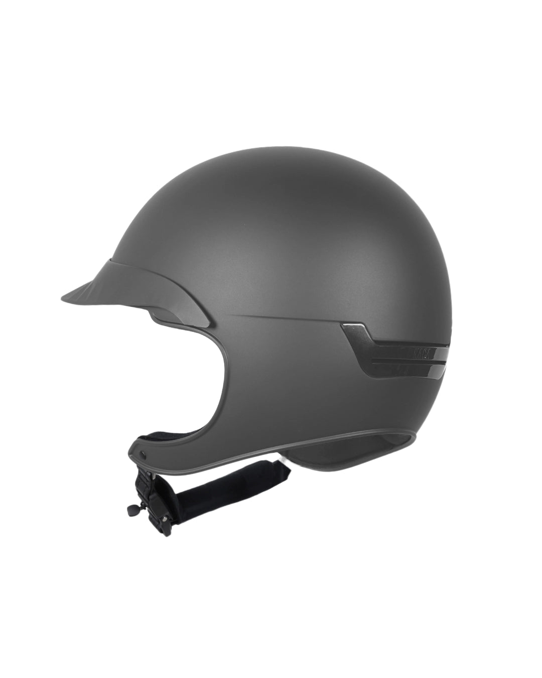 Casque d’équitation NACA COMÈTE XP gris mat avec petite visière mate, vue arrière