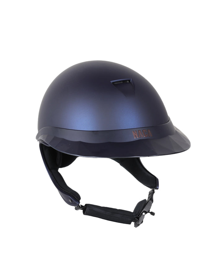 asque d’équitation NACA COMÈTE XP finition bleu mat avec visière large, vue de face
