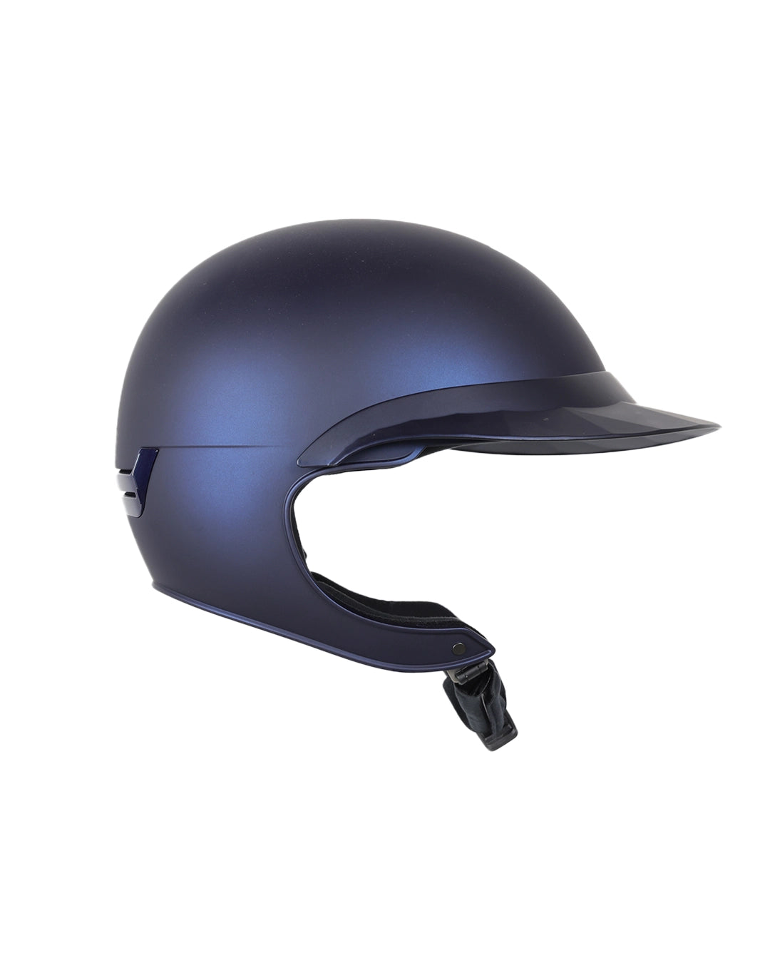 Casque d’équitation NACA COMÈTE XP bleu finition mate avec visière large, vue de côté
