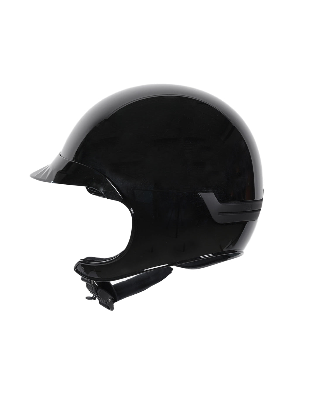 Casque d’équitation NACA COMÈTE XP Glow noir avec petite visière brillante, vue arrière