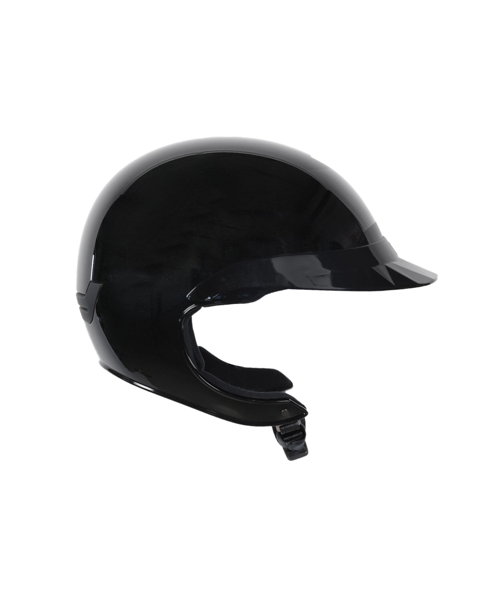 Casque d’équitation NACA COMÈTE XP Glow noir avec petite visière brillante, vue de côté