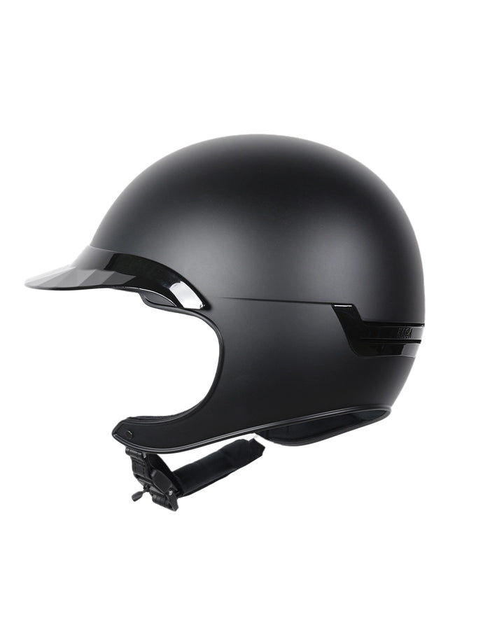 Casque d’équitation NACA COMÈTE XP finition mate noir avec visière large Glow, vue côté droit