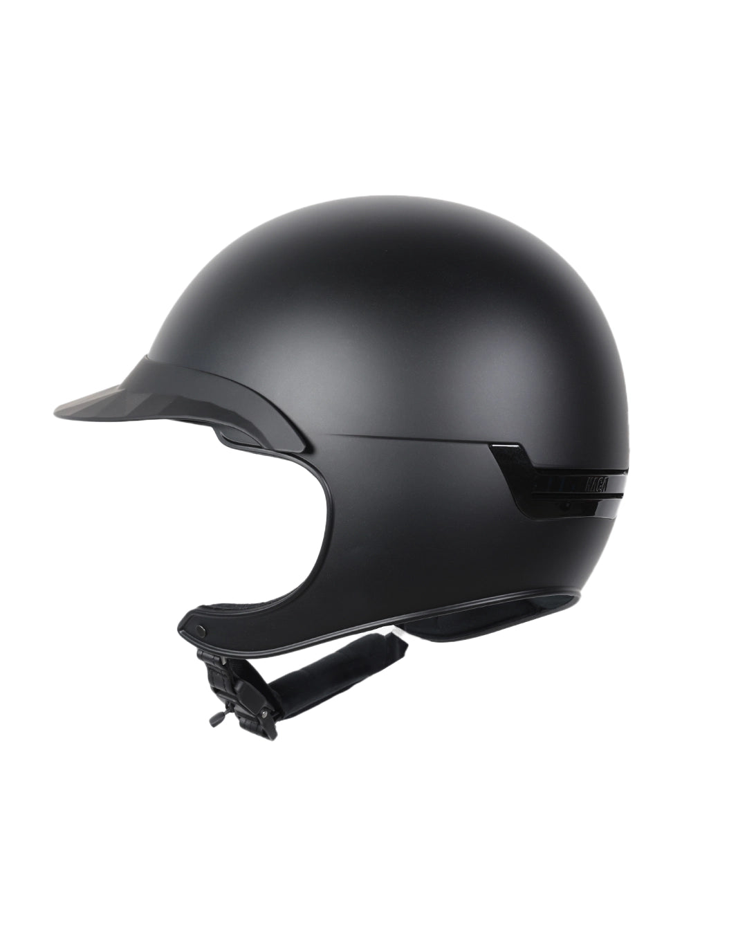 Casque d’équitation NACA COMÈTE XP noir finition mate avec visière large, vue arrière