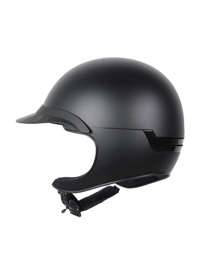 Casque d’équitation NACA COMÈTE XP noir finition mate avec visière large, vue arrière