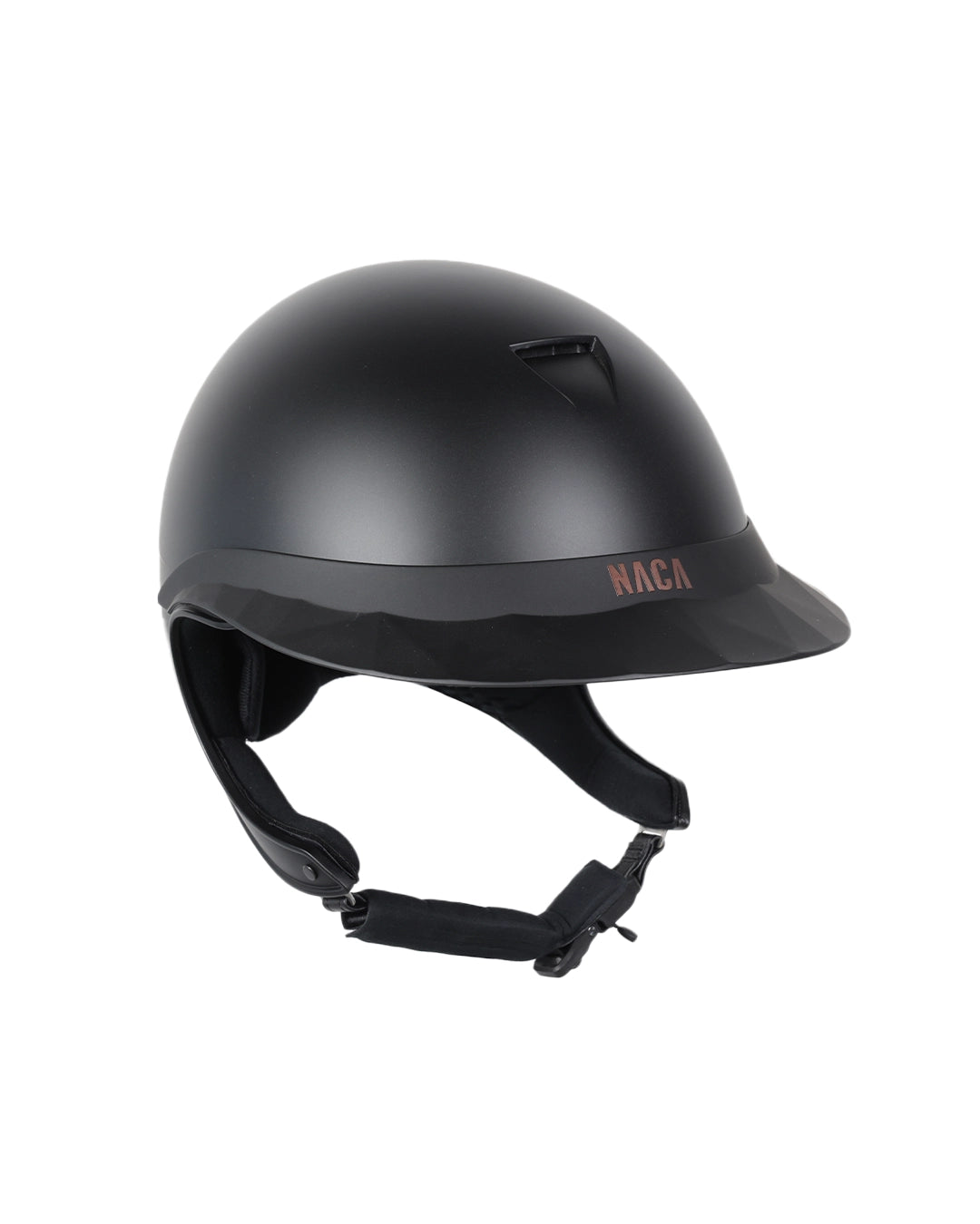 Casque d’équitation NACA COMÈTE XP finition noir mat avec visière large, vue de face