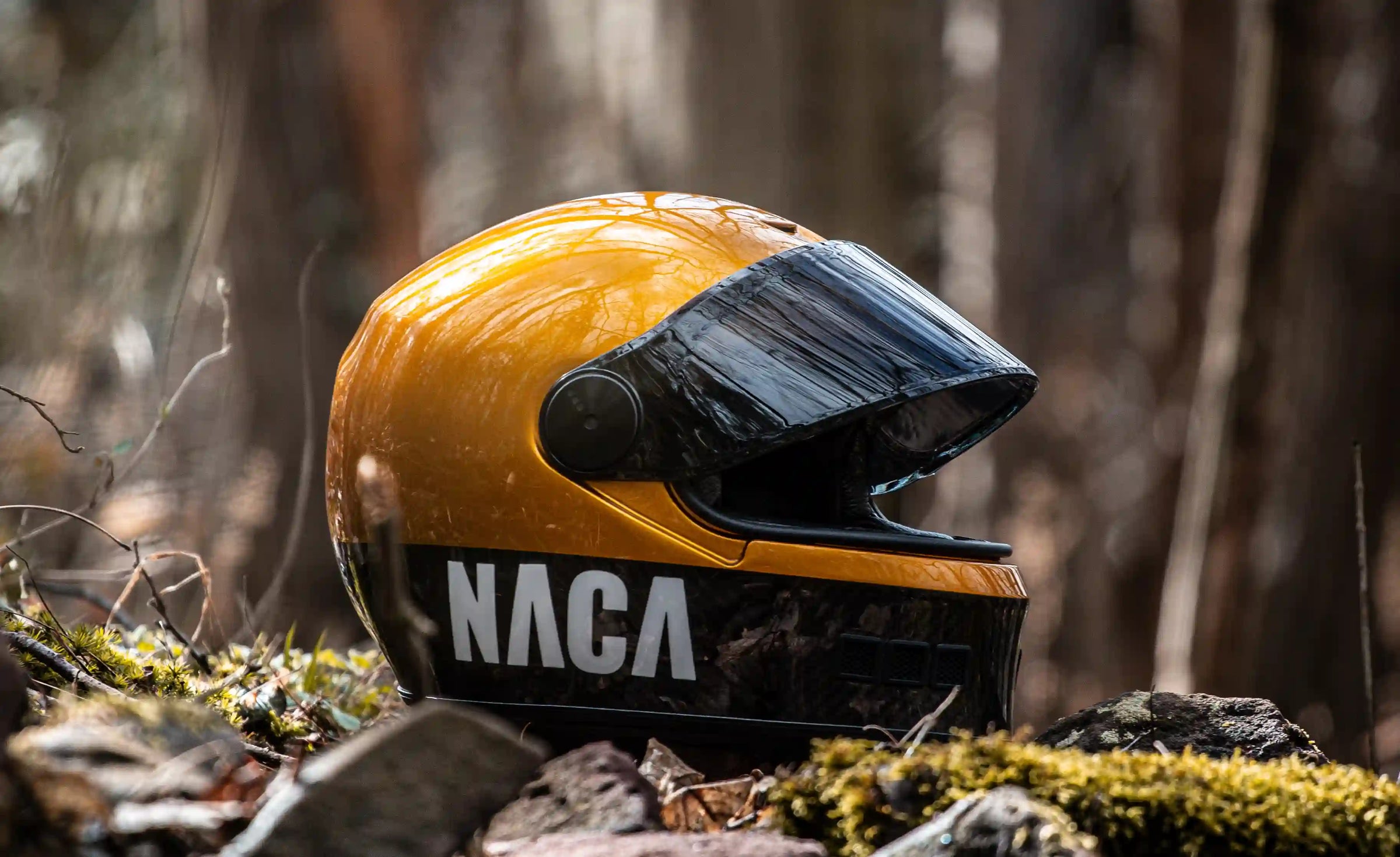 casque moto naca integral jaune