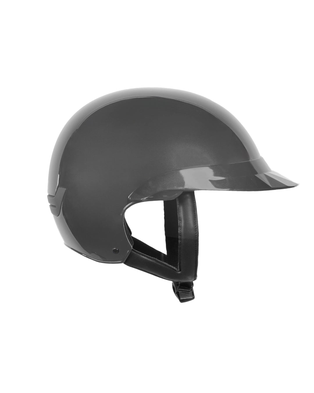 Casque d’équitation NACA COMÈTE S gris Glow avec petite visière brillante, vue de côté