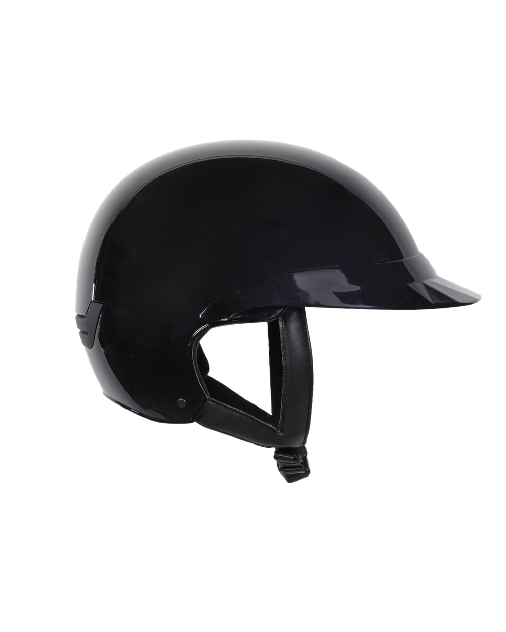 Casque d’équitation NACA COMÈTE S noir Glow avec petite visière brillante, vue de côté